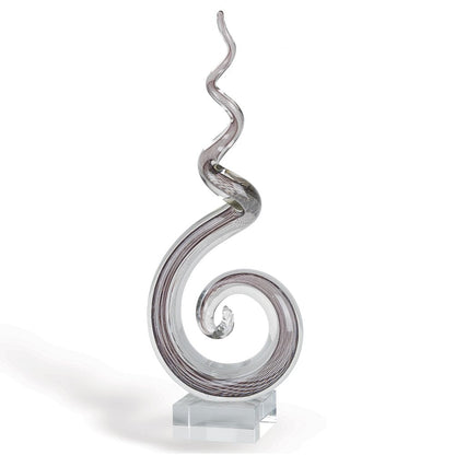 20" Clear and Brown Murano Glass Modern Abstract Tabletop Sculpture HomeRoots