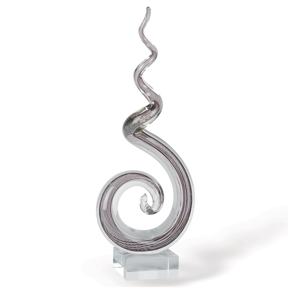 20" Clear and Brown Murano Glass Modern Abstract Tabletop Sculpture HomeRoots