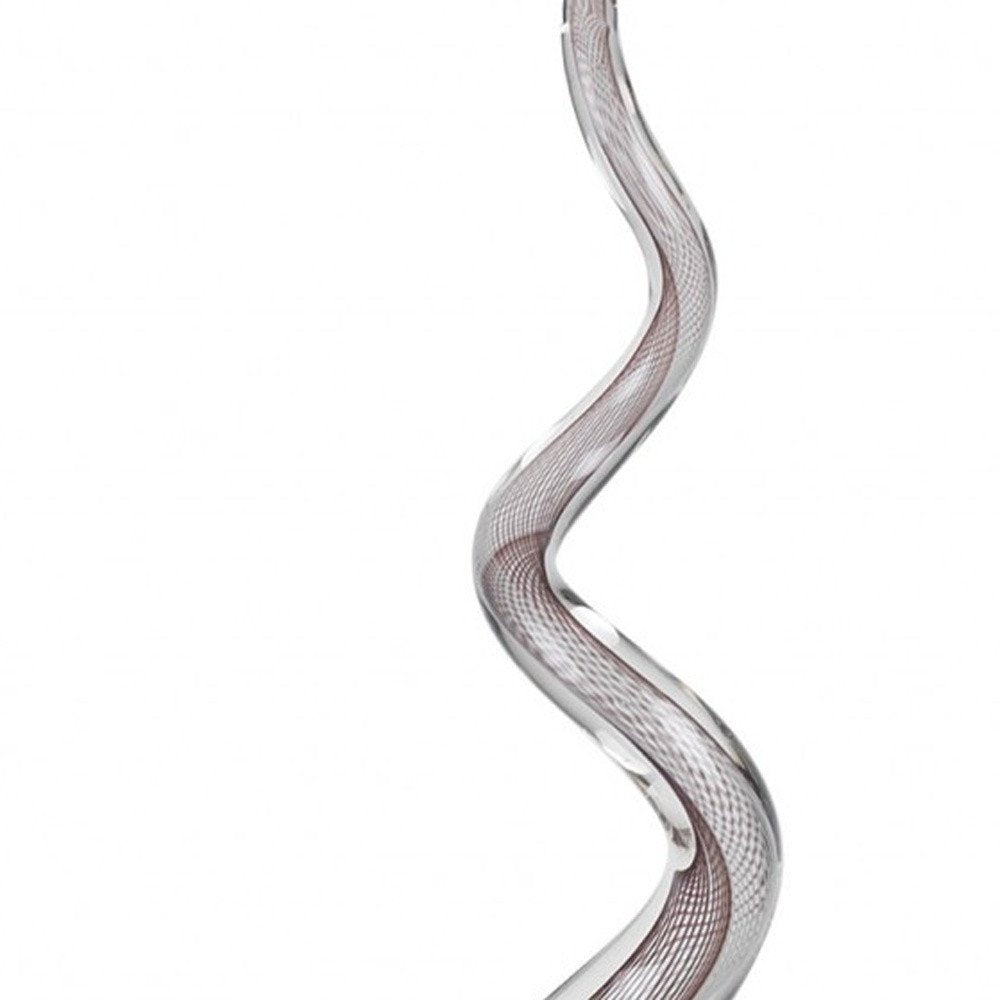 20" Clear and Brown Murano Glass Modern Abstract Tabletop Sculpture HomeRoots