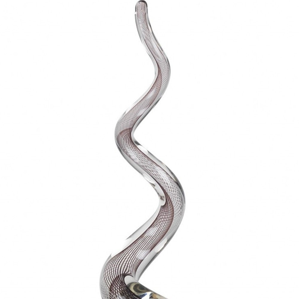 20" Clear and Brown Murano Glass Modern Abstract Tabletop Sculpture HomeRoots