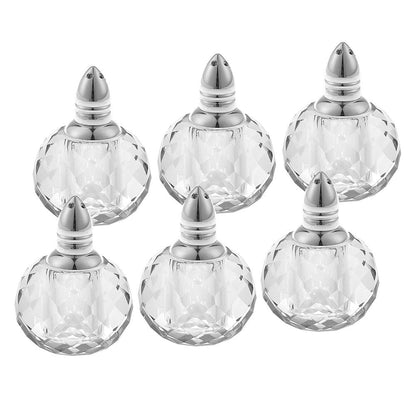 Set of Six Clear And Silver Round Cut Crystal Salt and Pepper Shakers HomeRoots