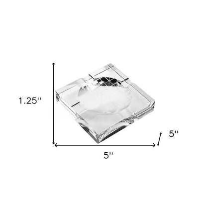 5" Clear Crystal Square Cigar Ash Tray HomeRoots