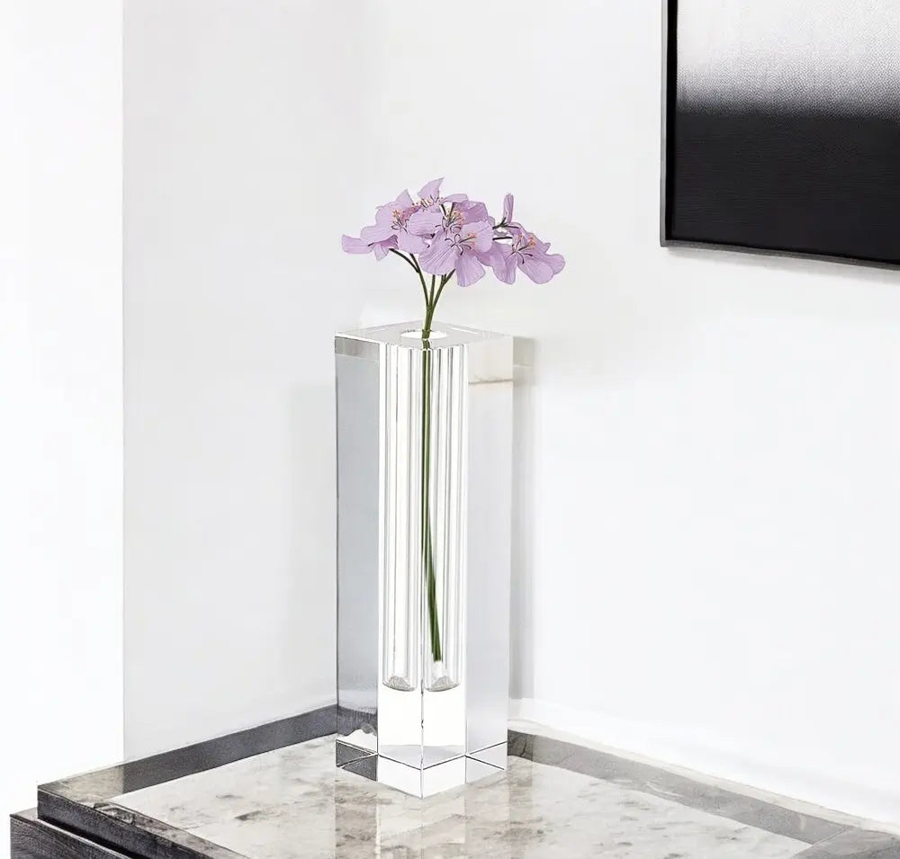 9" Clear Square Lead Free Crystal Table Vase HomeRoots