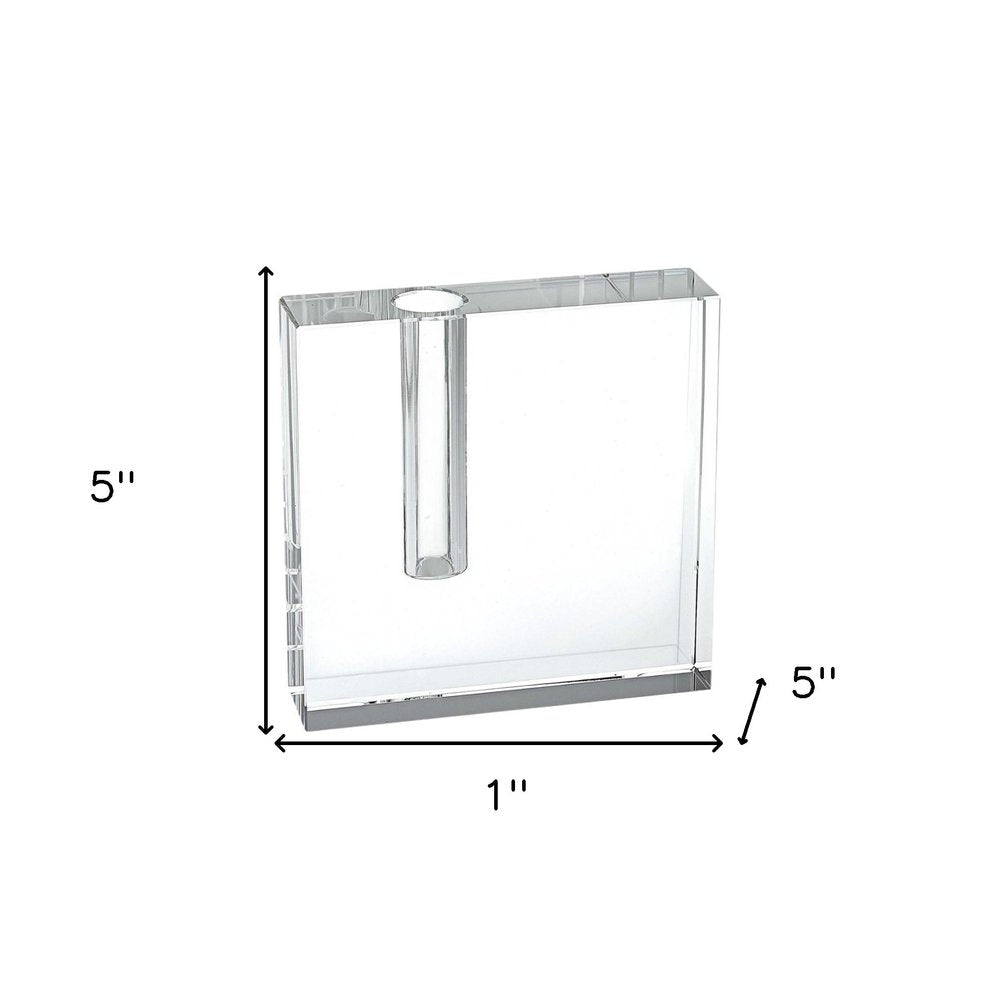 6" Clear Square Lead Free Crystal Bud Vase HomeRoots