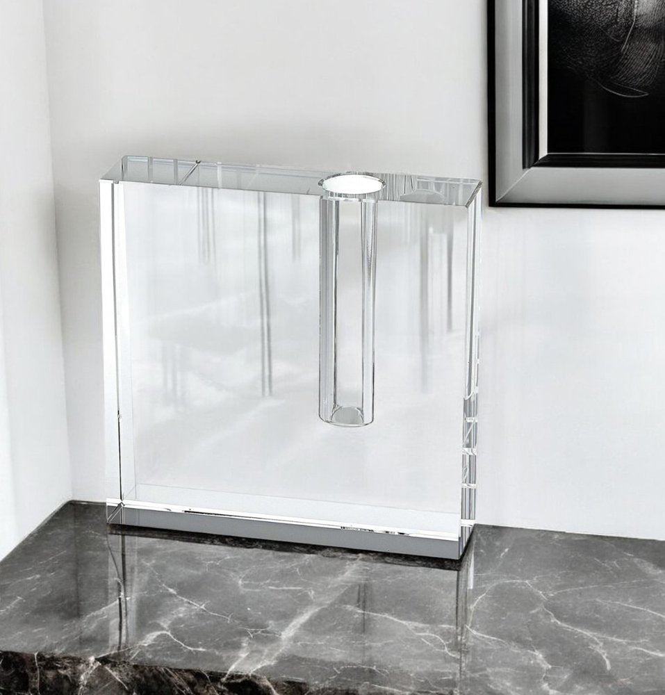 6" Clear Square Lead Free Crystal Bud Vase HomeRoots