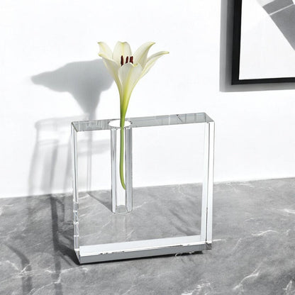 6" Clear Square Lead Free Crystal Bud Vase HomeRoots