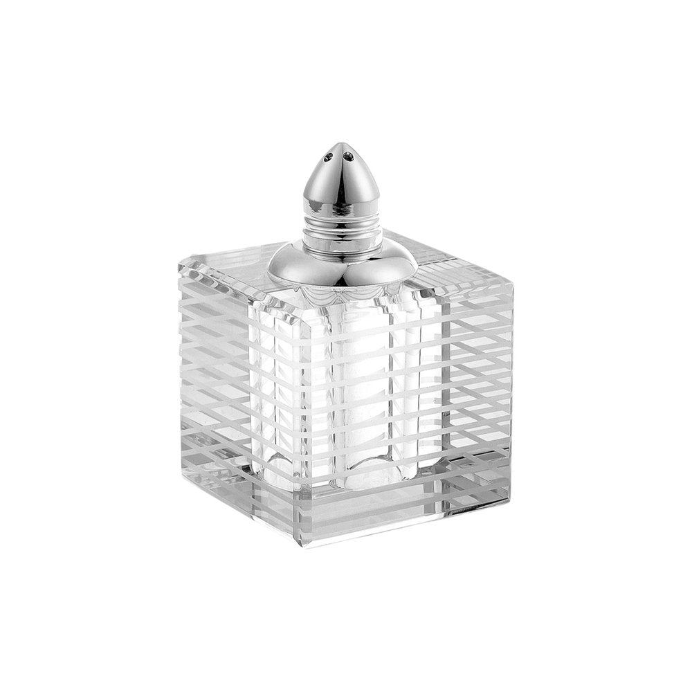 Set of Two Clear And Silver Crystal Striped Pepper Shakers HomeRoots