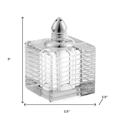 Set of Two Clear And Silver Crystal Striped Pepper Shakers HomeRoots