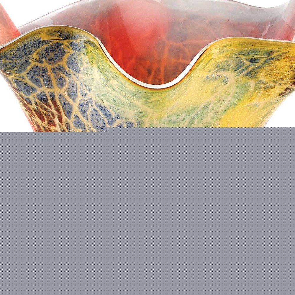 17" Red and Yellow Glass Abstract Novelty Table Vase HomeRoots