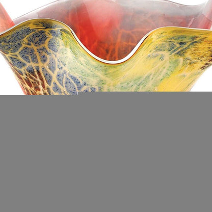 17" Red and Yellow Glass Abstract Novelty Table Vase HomeRoots