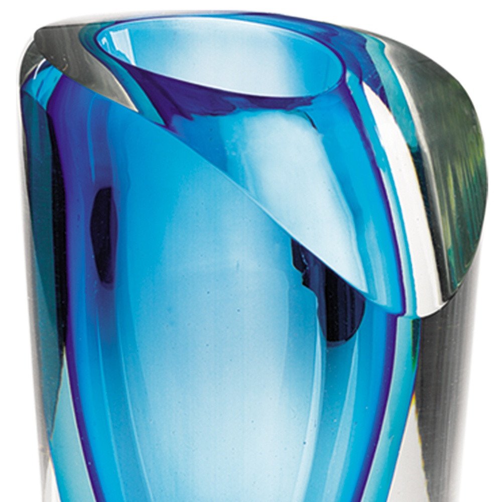 8" Clear and Blue Crystal Table Vase HomeRoots