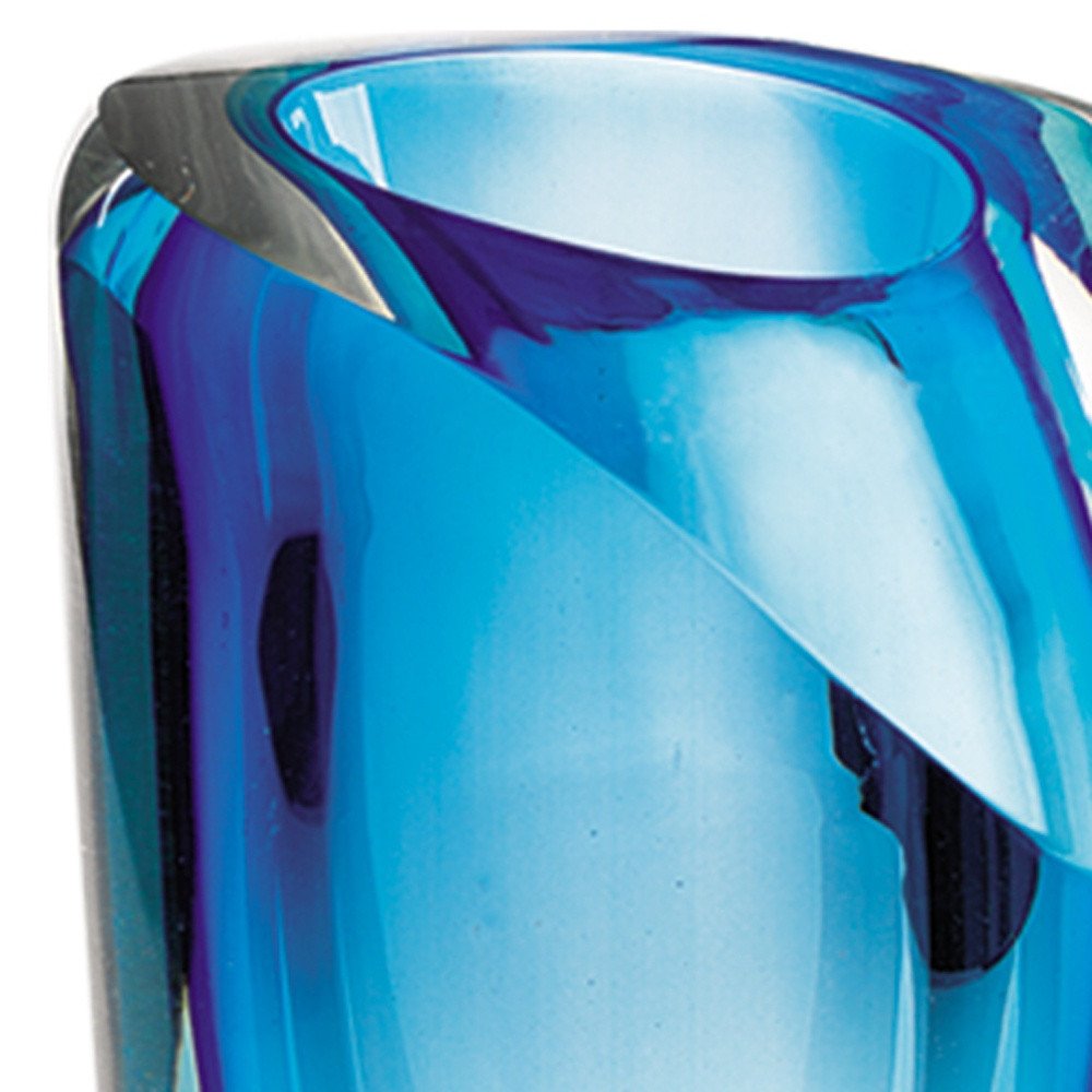 8" Clear and Blue Crystal Table Vase HomeRoots