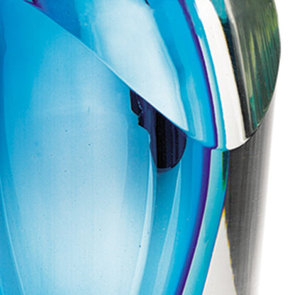 8" Clear and Blue Crystal Table Vase HomeRoots