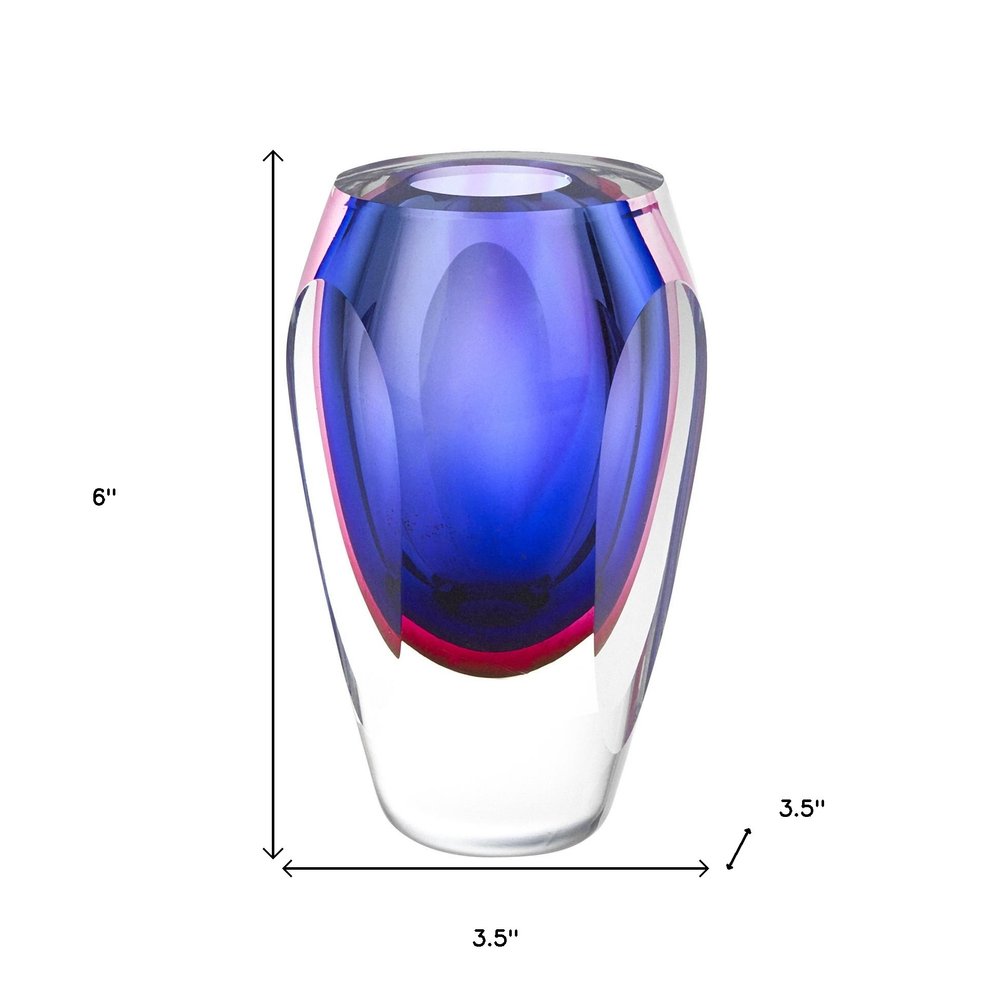 6" Clear And Purple Crystal Glass Table Vase HomeRoots