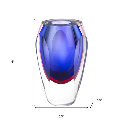 6" Clear And Purple Crystal Glass Table Vase HomeRoots