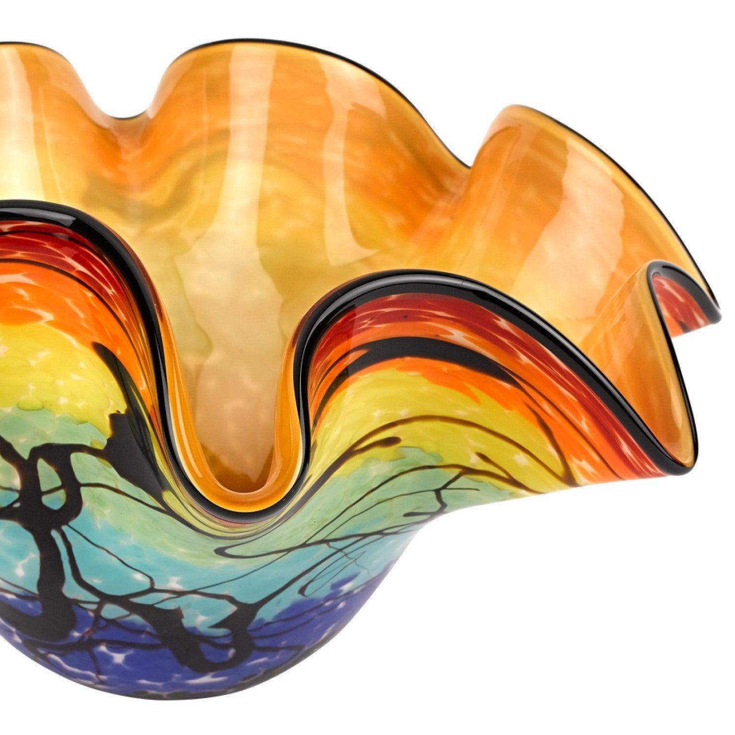 17 Mouth Blown Floppy Design Art Glass Centerpiece Bowl - FurniFindUSA