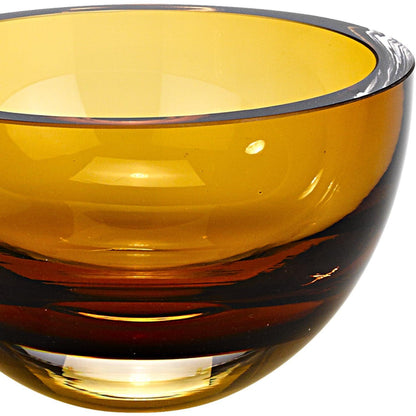 6 Mouth Blown European Made Lead Free Amber Crystal Bowl - FurniFindUSA