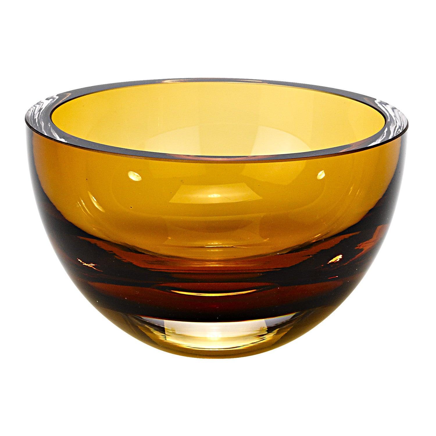 6 Mouth Blown European Made Lead Free Amber Crystal Bowl - FurniFindUSA