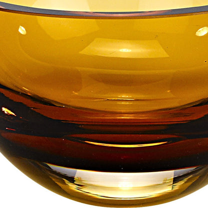 6" Amber Mouth Blown Crystal Thick Walled Bowl HomeRoots