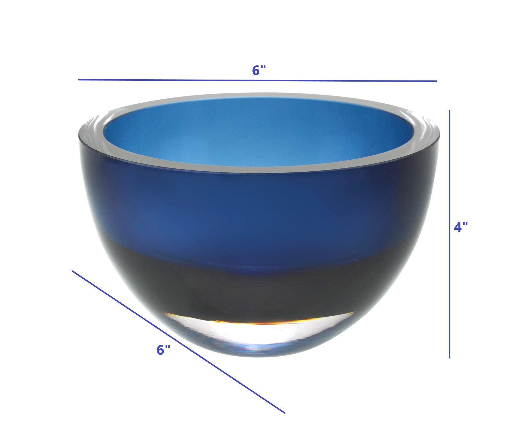 6 Mouth Blown European Made Lead Free Midnight Blue Crystal Bowl HomeRoots