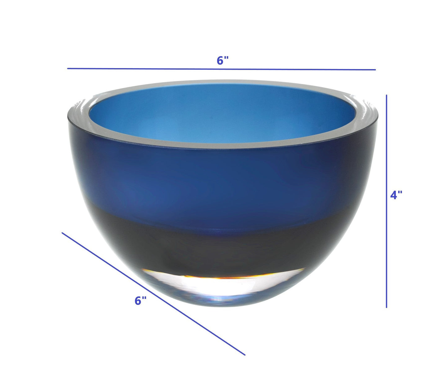 6 Mouth Blown European Made Lead Free Midnight Blue Crystal Bowl HomeRoots