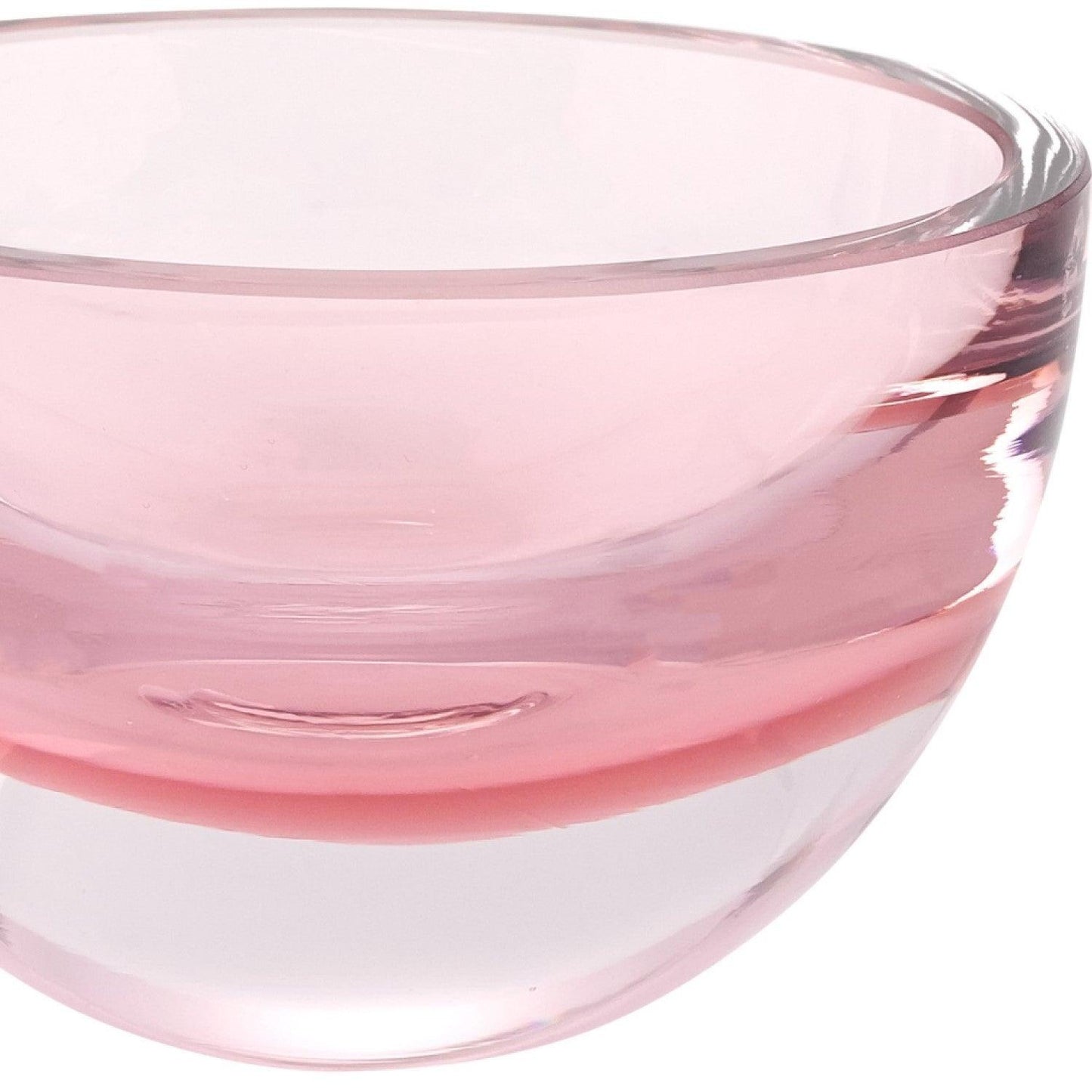 6 Mouth Blown European Made Lead Free Pink Crystal Bowl - FurniFindUSA