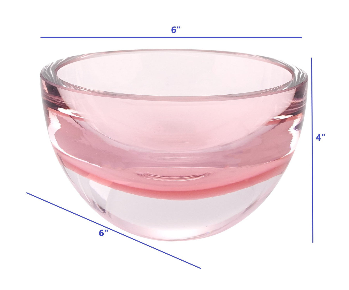 6" Pink Mouth Blown Crystal Thick Walled Bowl HomeRoots