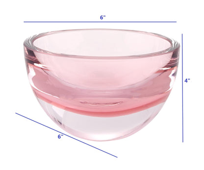 6" Pink Mouth Blown Crystal Thick Walled Bowl HomeRoots