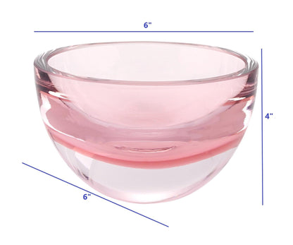 6 Mouth Blown European Made Lead Free Pink Crystal Bowl - FurniFindUSA