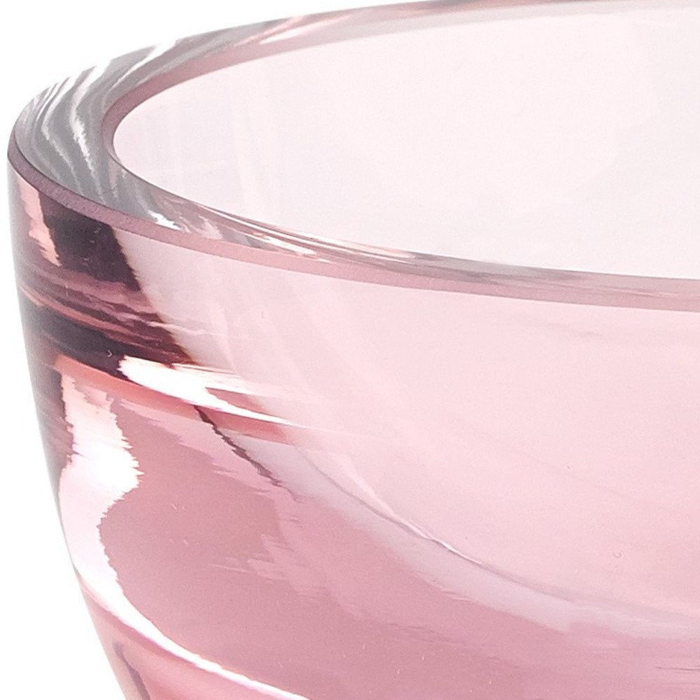 6" Pink Mouth Blown Crystal Thick Walled Bowl HomeRoots