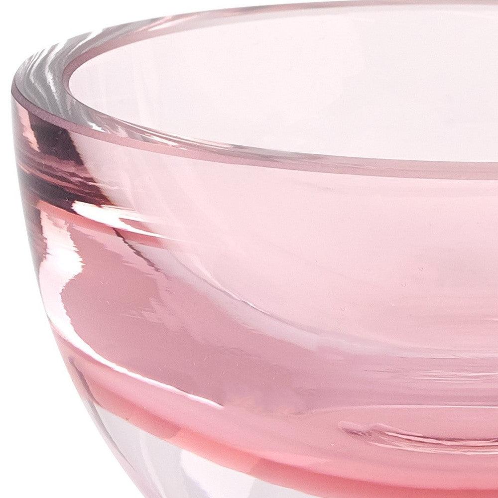 6 Mouth Blown European Made Lead Free Pink Crystal Bowl - FurniFindUSA