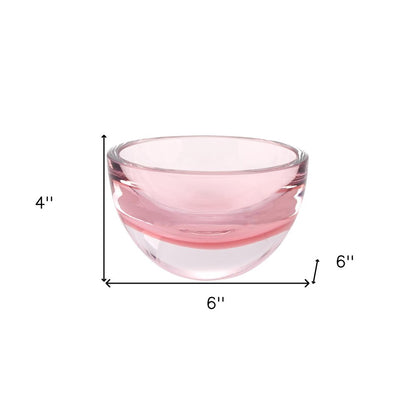 6" Pink Mouth Blown Crystal Thick Walled Bowl HomeRoots