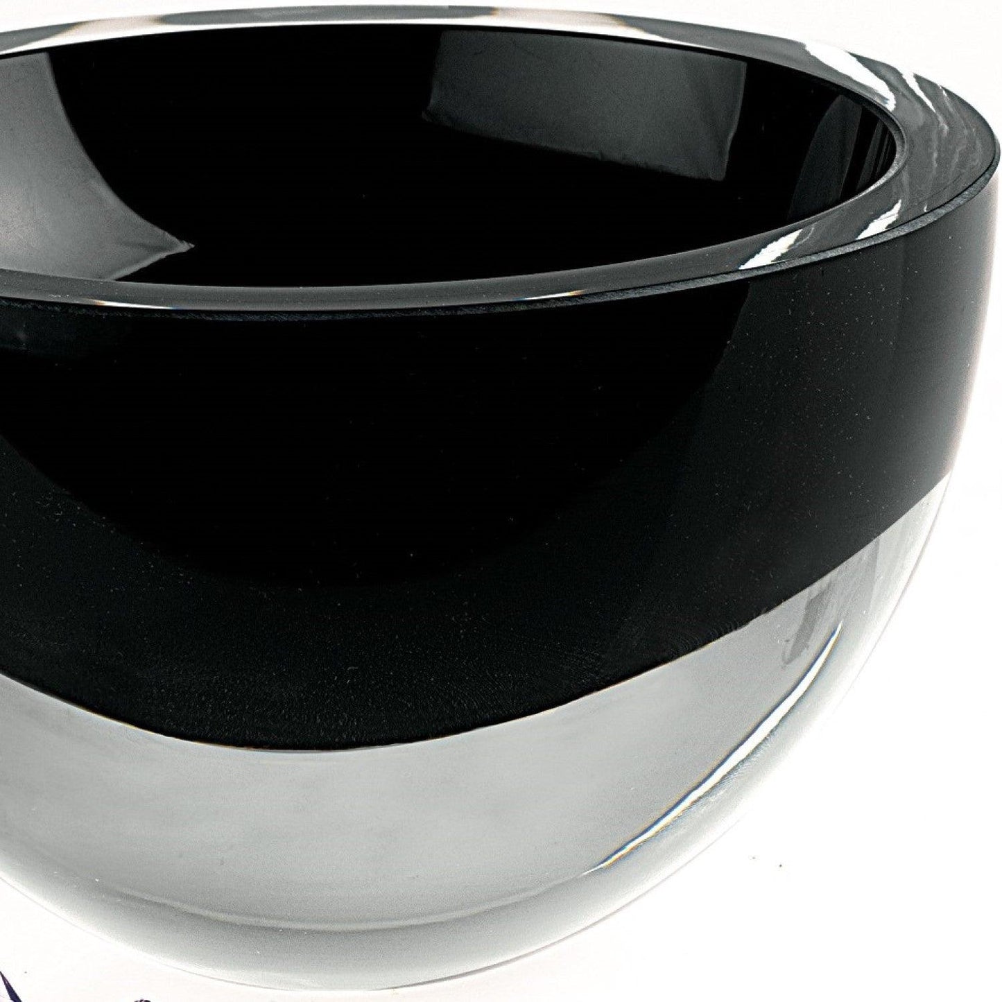 6 Mouth Blown Crystal European Made Lead Free Jet Black Bowl - FurniFindUSA