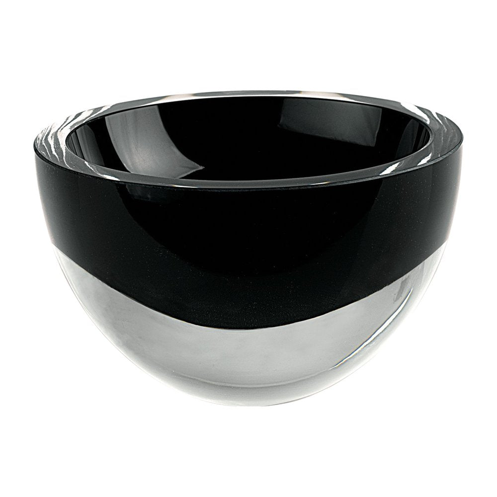 6" Black Mouth Blown Crystal Thick Walled Bowl HomeRoots