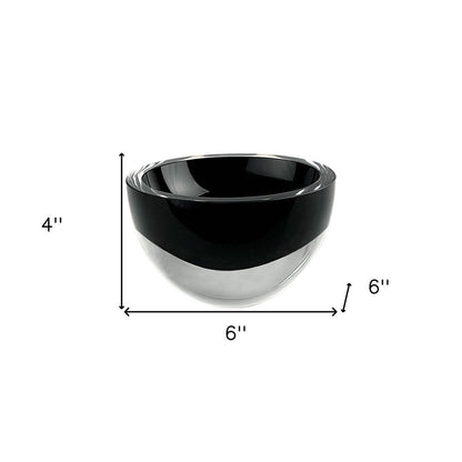 6" Black Mouth Blown Crystal Thick Walled Bowl HomeRoots