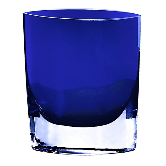 8" Cobalt And Clear Oval Lead Free Crystal Table Vase HomeRoots