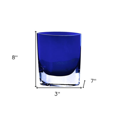 8" Cobalt And Clear Oval Lead Free Crystal Table Vase HomeRoots