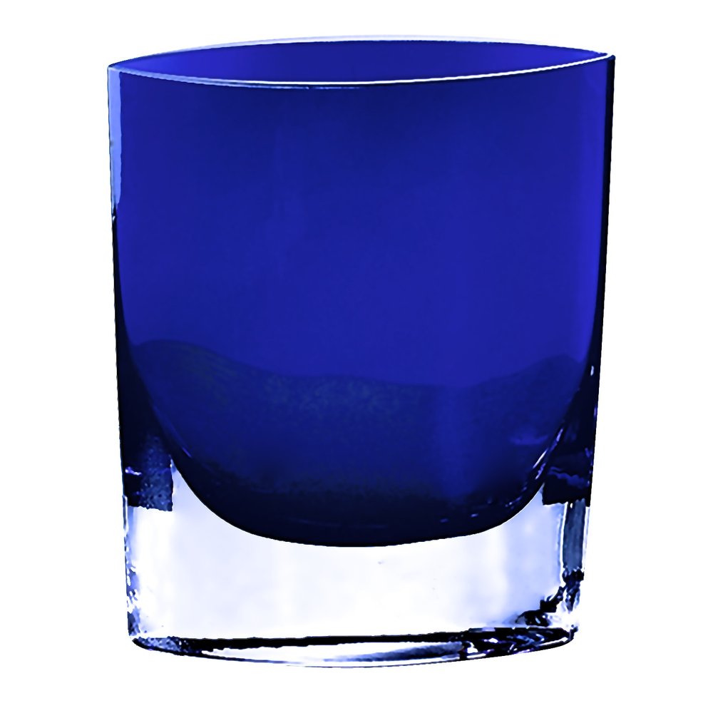 8" Cobalt And Clear Oval Lead Free Crystal Table Vase HomeRoots