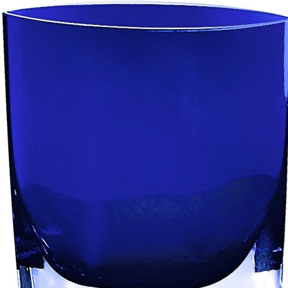 8" Cobalt And Clear Oval Lead Free Crystal Table Vase HomeRoots