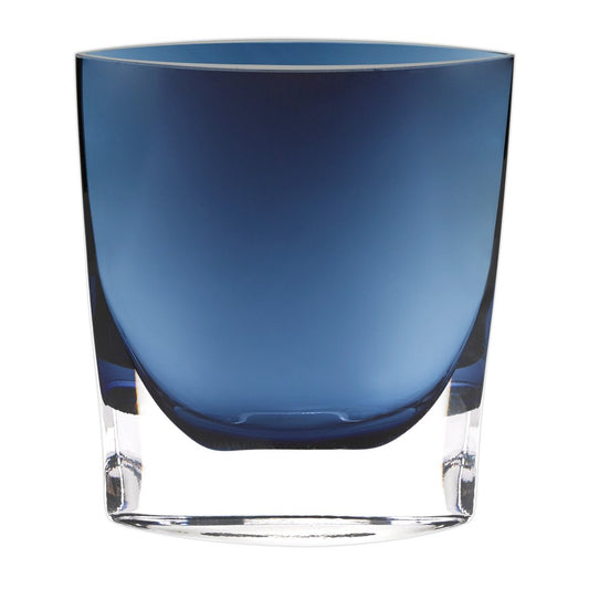8" Midnight Blue And Clear Oval Crystal Glass Table Vase HomeRoots
