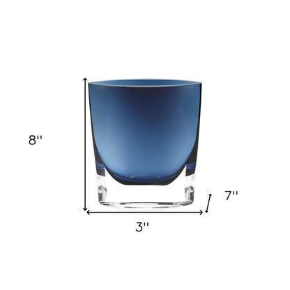 8" Midnight Blue And Clear Oval Crystal Glass Table Vase HomeRoots