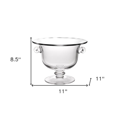 11" Clear Mouth  Blown Crystal Round Pedestal Centerpiece Bowl