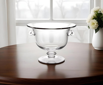 11" Clear Mouth  Blown Crystal Round Pedestal Centerpiece Bowl HomeRoots
