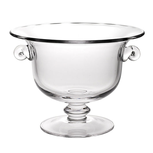 13" Clear Lead Free Crystal Round Pedestal Centerpiece Bowl With Handles HomeRoots