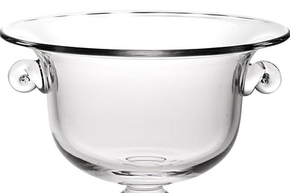 13" Clear Lead Free Crystal Round Pedestal Centerpiece Bowl With Handles HomeRoots