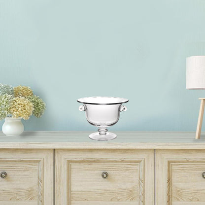 13" Clear Lead Free Crystal Round Pedestal Centerpiece Bowl With Handles HomeRoots