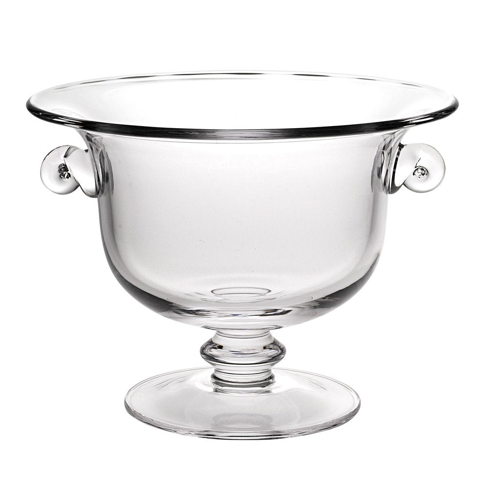 13" Clear Lead Free Crystal Round Pedestal Centerpiece Bowl With Handles HomeRoots