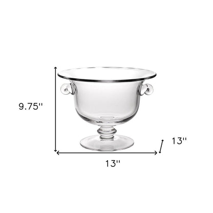 13" Clear Lead Free Crystal Round Pedestal Centerpiece Bowl With Handles HomeRoots