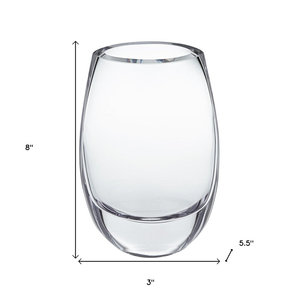 8" Clear Oval Crystal Glass Table Vase HomeRoots