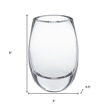 8" Clear Oval Crystal Glass Table Vase HomeRoots